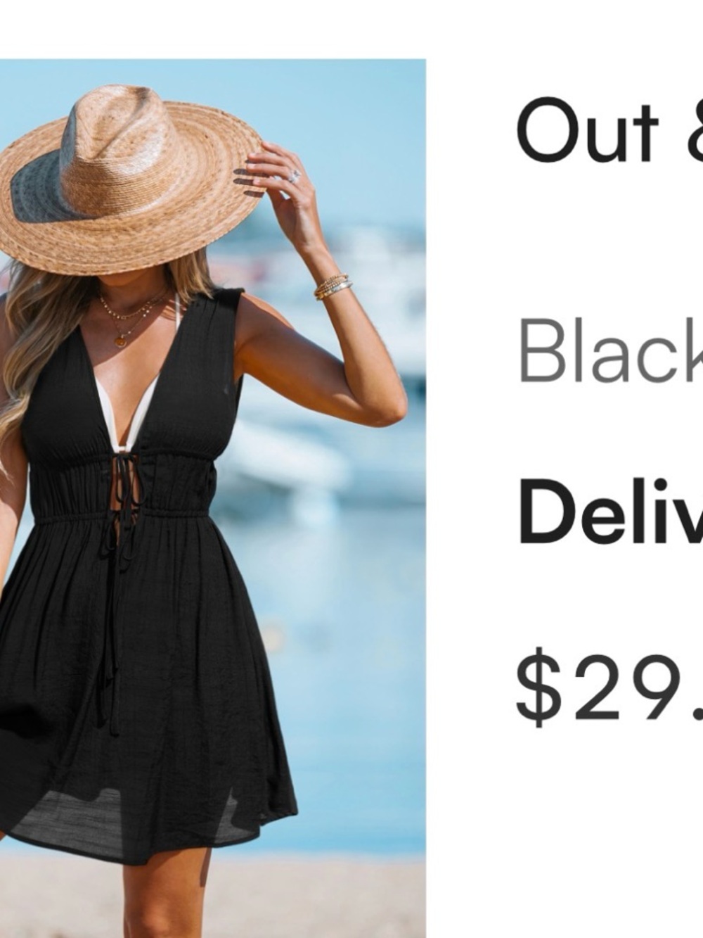 Cupshe Black Tie-Front V-Neck Swim Cover-Up
